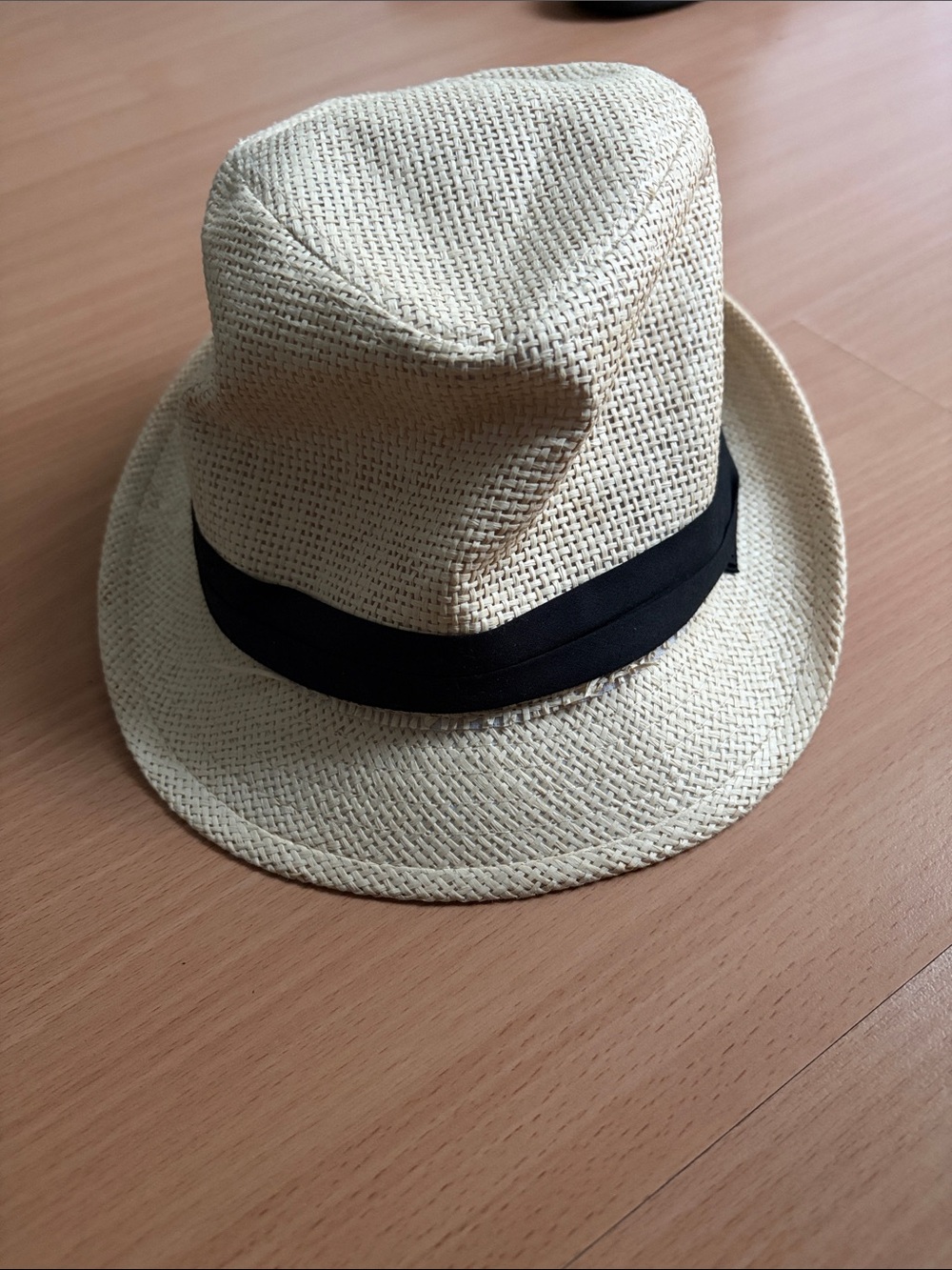 Milani Beige Straw Fedora with Black Band